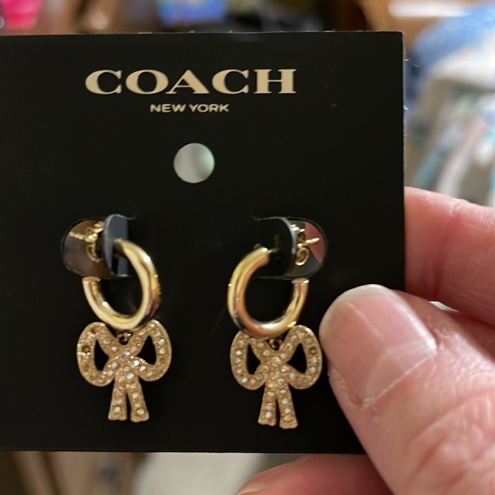 Coach bow dangle earrings